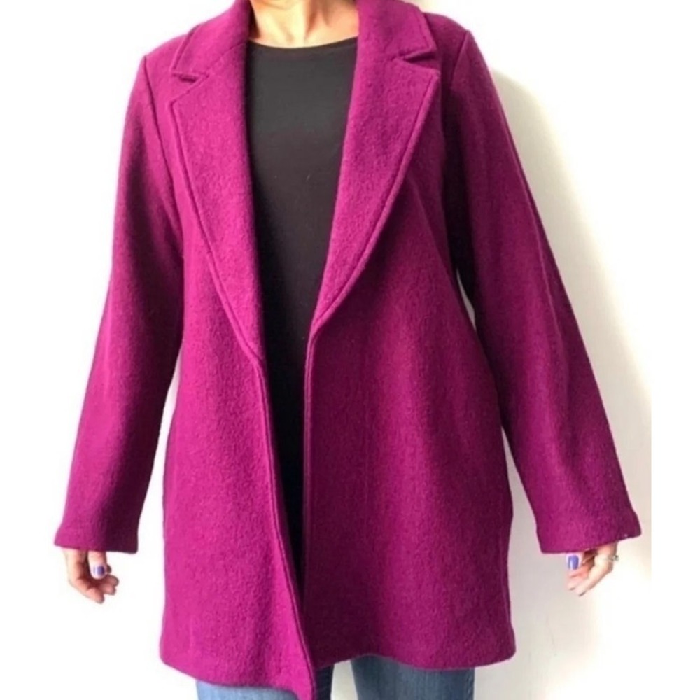 Rachel Zoe Women's‎ Wool Blend Open Front Cardigan Coat - Raspberry - Medium